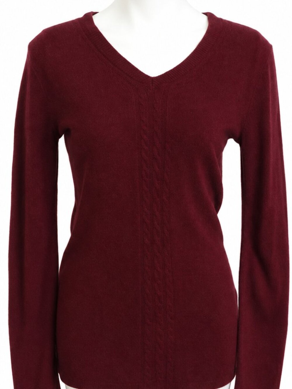 Small womens long sleeve burgundy sweater. KAREN SCOTT Casual knit. Office.